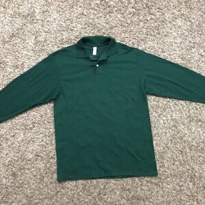 Jerzees mens green long sleeve collared shirt